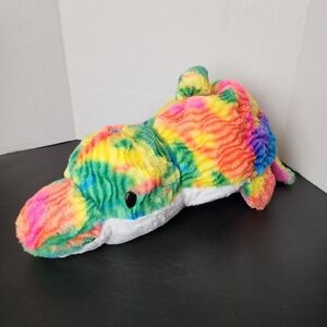 FLIPAZOO Plush Animal reversable Rainbow Dolphin & Pink Seal Plush